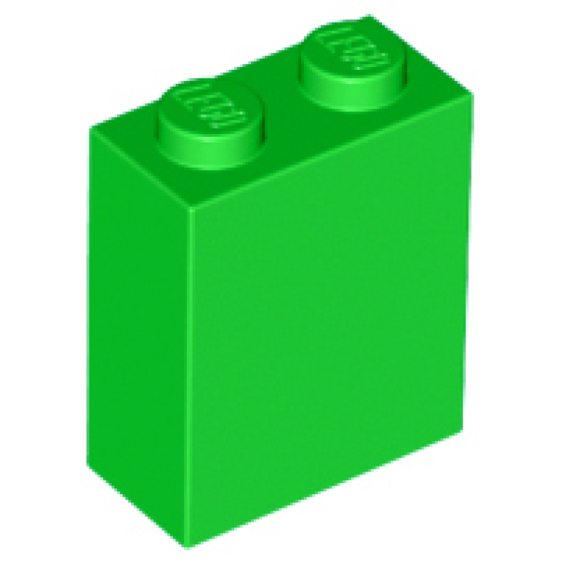 Steen 1x2x2 met nophouder aan de binnenkant Bright Green